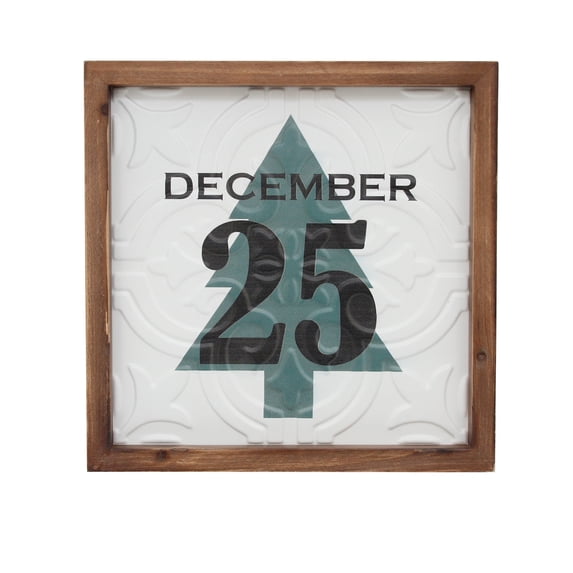 9.75" Framed December 25 Christmas Wall Sign
