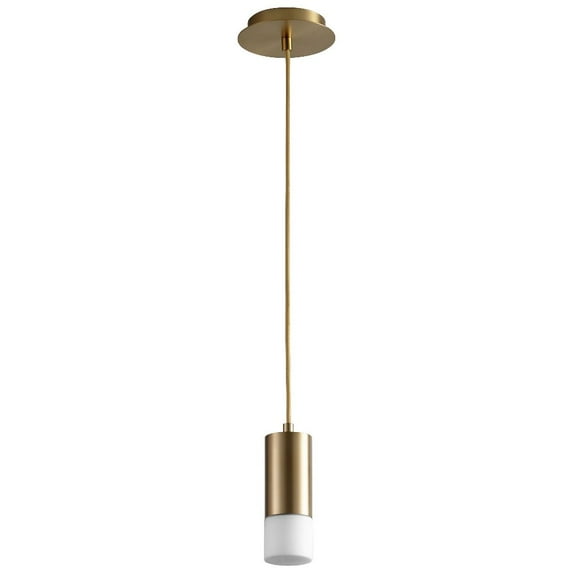 9.75 Inch 5.1W 120V 1 Led Pendant-Aged Brass Finish-Satin Opal Glass Color Oxygen Lighting 3-607-140