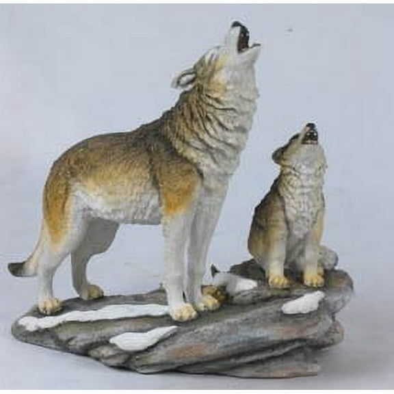 9.75 Inch Animal Figures Howling Mother Wolf wCub Collectible Display