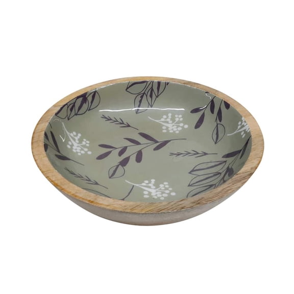 Ashland Plant Patterned Wood Bowl Green 9.75" fall decor