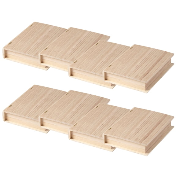 9.75" Unfinished Wooden Book Box by Make Market - Ready-To-Decorate Wood Box for Trinkets - Coins - Jewlery - Valuables - Bulk 8 Pack