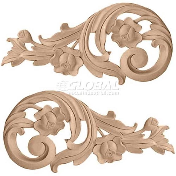 9.75 in. W x 4.75 in. H x .75 in. D Each Side Medium Rose Scrolls Pair, Cherry