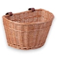 thumbnail image 1 of 9.75 x 15.75 x 11.75 in. Wicker Front Bike Basket with Faux Leather Straps, Brown, 1 of 1