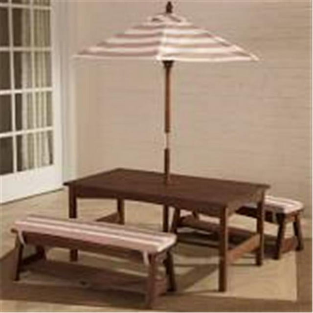 9.75 x 25.25 x 46 in. Outdoor Table & Bench Set with Cushions