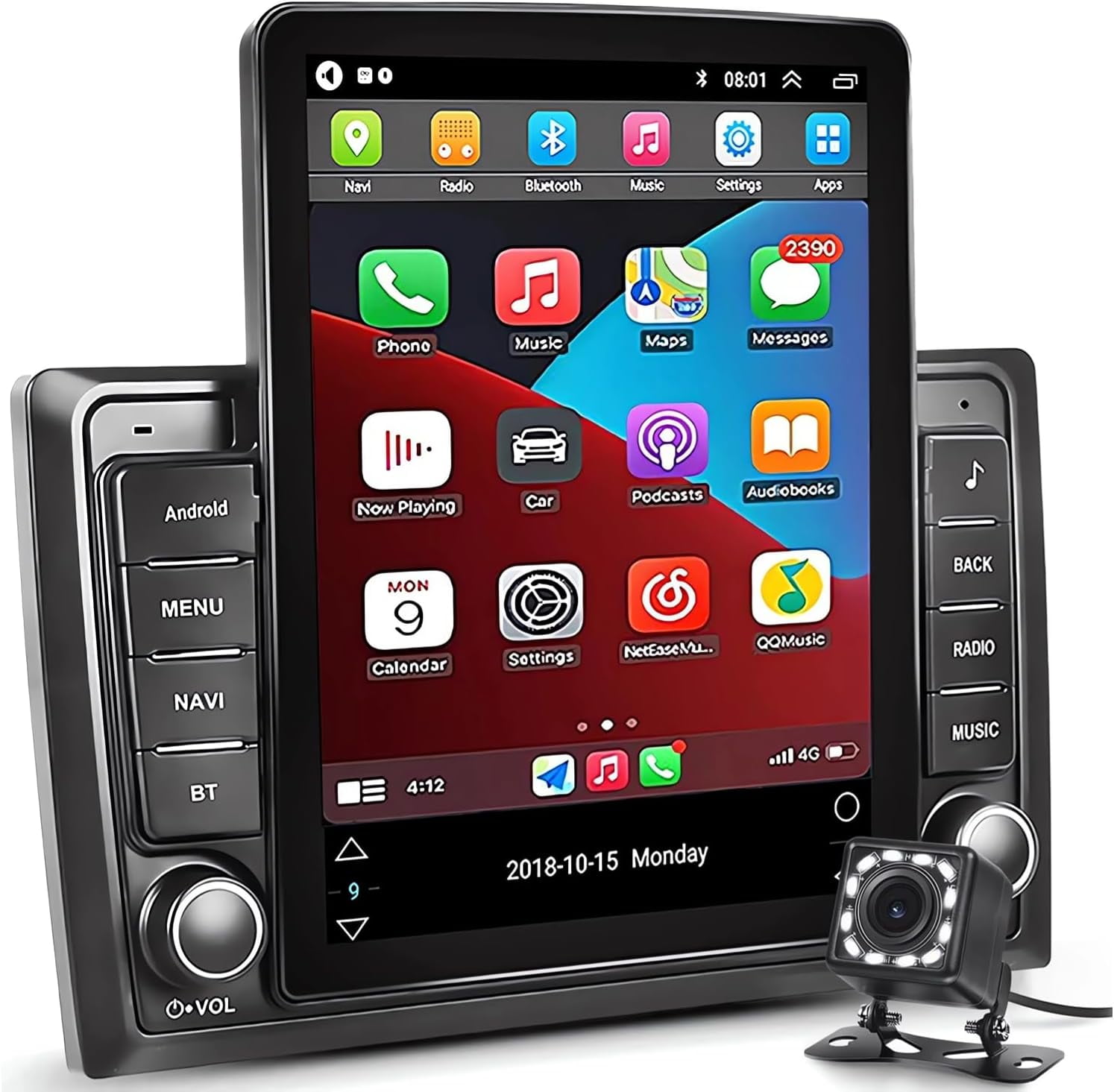 9.7in LCD Vertical Screen Double Din Car Stereo with USB Ports, Mirror