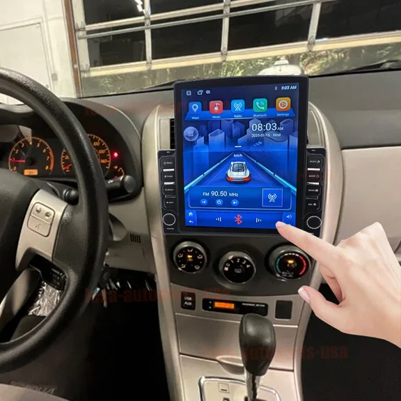 9.7inch Android 14 Car Stereo Radio Carplay GPS Navigation Compatible for Toyota Corolla 2009-2013 Car Radio Audio Receiver with Bluetooth SWC AHD Reverse Camera