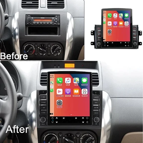 9.7inch Car Stereo Radio Android 14 DAB+ Car Player with AHD Camera/Mic with Carplay and Android Auto SWC WiFi Bluetooth 2+64G GPS Navigation Head Unit for Suzuki SX4 2006-2013