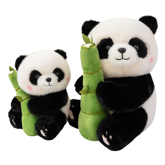9.8"/13.8'' Panda Stuffed Animals, 2 in-1 Panda and Bamboo Plush Toys Set, Gluttonous Panda Plushies Living in Bamboo, Birthday Christmas Surprise Gifts for Kids Girls Boys-Panda