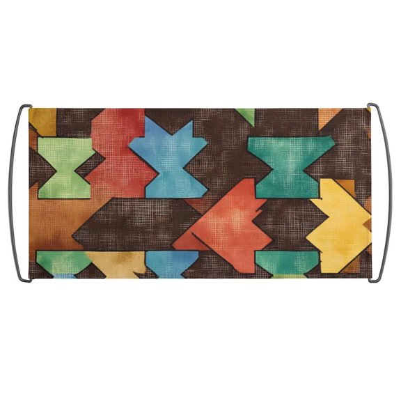 9.819.7in Hand Flag Can Be Hung Indoors Or Outdoors With Plastic Handles On Both Sides SaddleBrown Colorful Houndstooth Hand-drawn Sketch_3