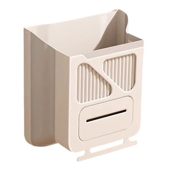 9.8*6.3*11.8" Inch Hanging Trash Can for Kitchen Cabinet Door, Foldable Collapsible Garbage Can with Space-Saving Design, White Plastic Waste Bin for Kitchen Bathroom RV Car Camping Cabinet Door