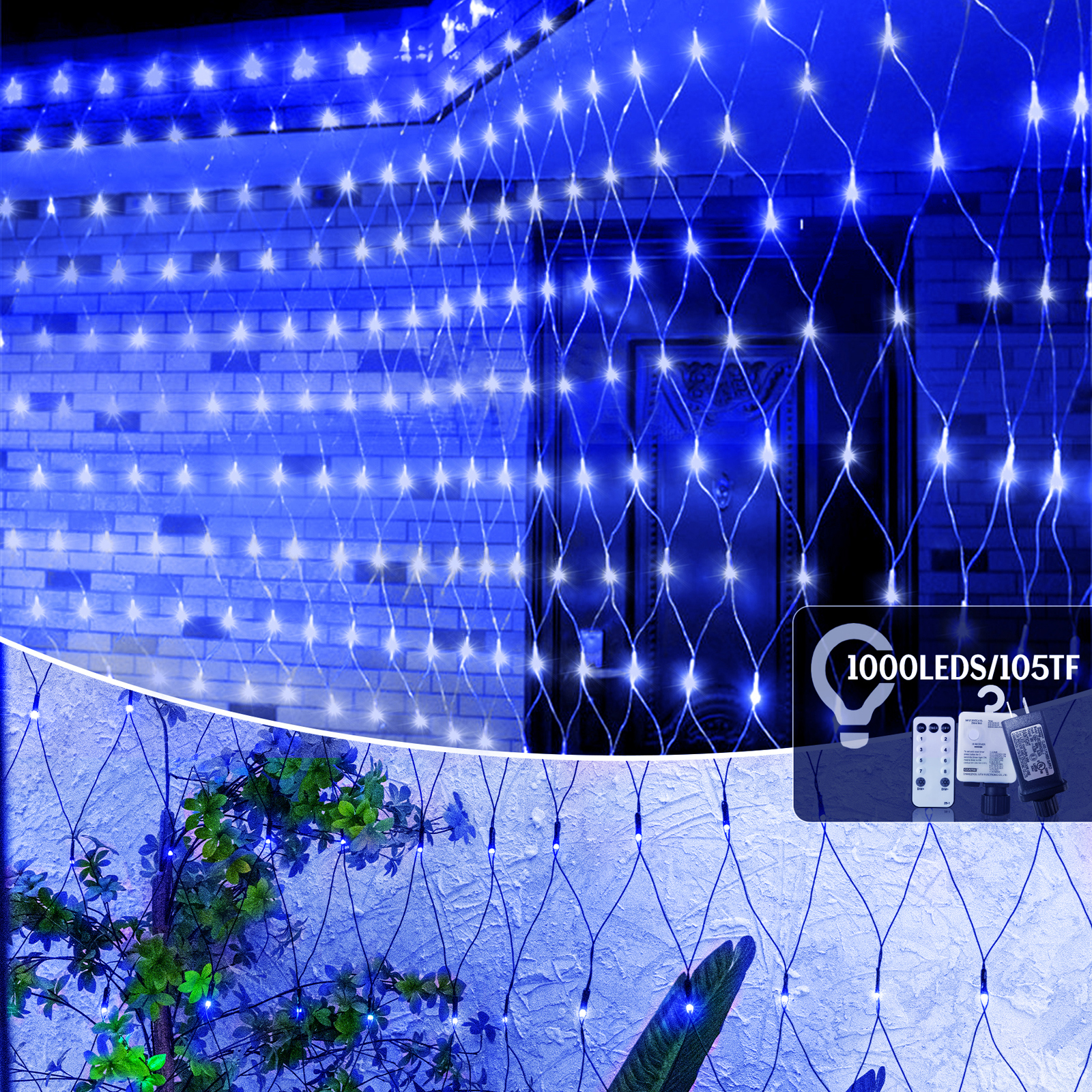 9.8*6.5FT Christmas Mesh Net Light, 360 LED Net Light with 8 Modes