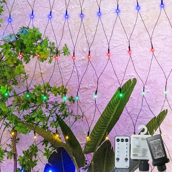 9.8*6.5FT Christmas Mesh Net Light,360 LED Net Light with 8 Modes&Remote,Connectable Net String Christmas Lights for Garden/Bushes/Indoor Outdoor/Curtain/Fairy/Wall/Party/Wedding/Xmas Tree Decorations