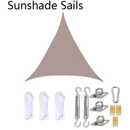9.8×9.8×9.8ft Sun Shade Sail Triangle Canopy with Hardware Kit– UV Block Outdoor Patio Garden
