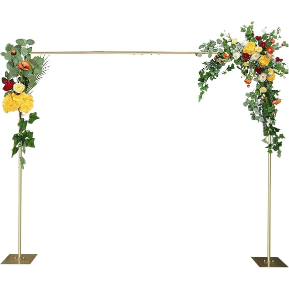 9.8*9.8ft Heavy Duty Backdrop Stand Support, Flower Balloon Display Rack Photography Removable Celebration Background Frame for Wedding, Party, Birthday Decoration, Ceremony (Gold)