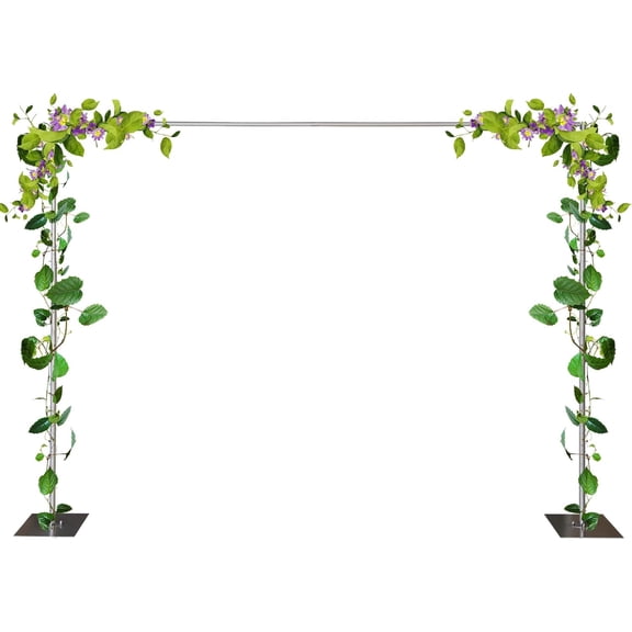 9.8*9.8ft Heavy Duty Backdrop Stand Support, Flower Balloon Display Rack Photography Removable Celebration Background Frame for Wedding, Party, Birthday Decoration, Ceremony (Silver)