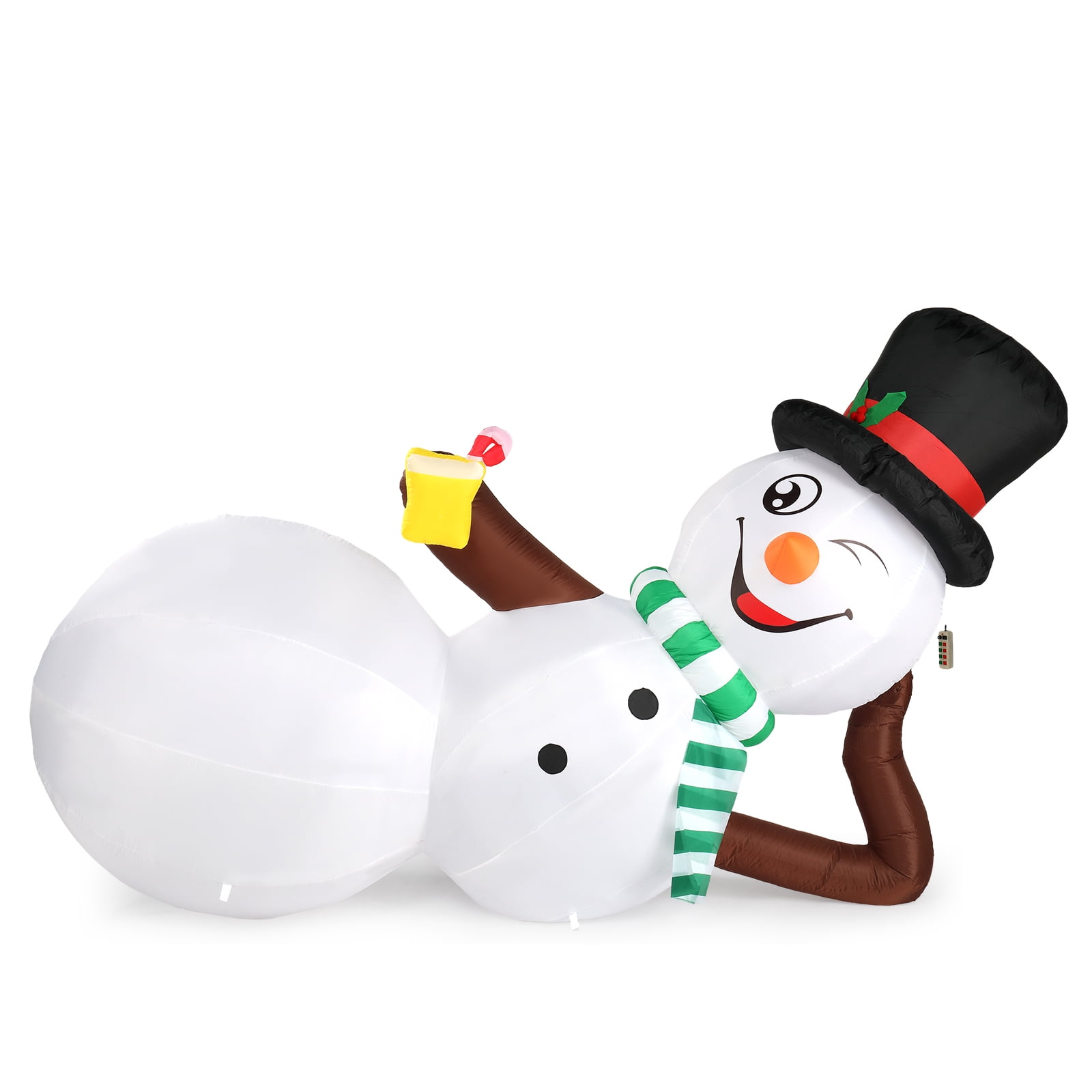 9.8 FT Lighted Christmas Inflatable Decoration, Large Inflatable Lying Snowman, Funny Blow Up Yard Decorations with Built-in LED Lights for Holiday Party Front Yard Lawn Garden Decor