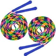 thumbnail image 1 of 9.8 FT Long Jump Rope(2 PACK), Double Dutch Jump Rope, Soft Beaded Skipping Rope for Kids Adults, Plastic Segmented Jump Rope, Long Enough for 1-2 Jumpers(Rainbow) (Style 1), 1 of 8