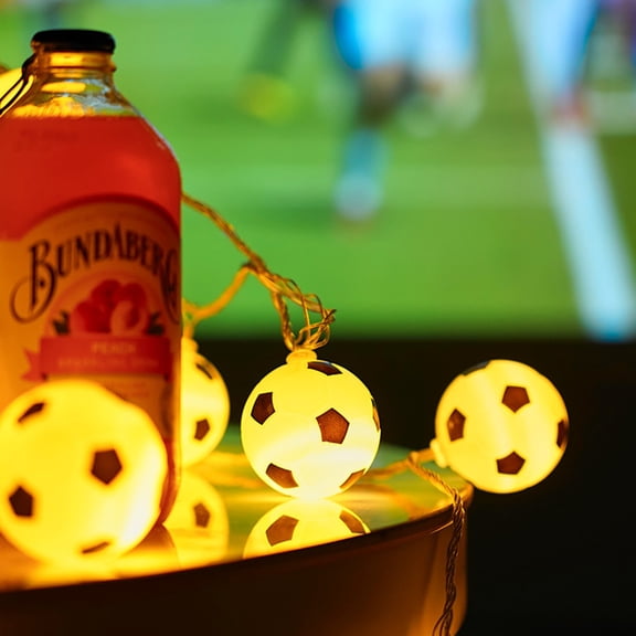 9.8 FT Soccer Ball String Lights, 3D Pretty Football Decorative Light String Funny Cute Wall Mounted Hanging Night Light for Room Bar Party Indoor Outdoor Decoration Battery Powered