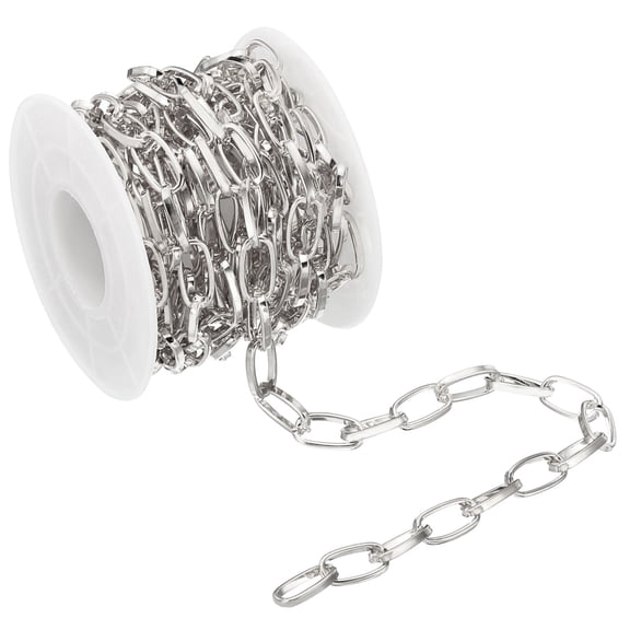 9.8 Feet Cable Chain with Spool, Flat Link Chain Twisted for Jewelry Making DIY Necklace Bracelet, Silver