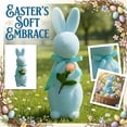 thumbnail image 1 of 9.8" Flocked Easter Bunny Plush Rabbit Stuffed Animals Soft Toy for Spring Home Decor Centerpiece Mantel Table Decoration Basket Stuffer Gift(Light Blue), 1 of 8