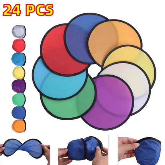 9.8" Foldable Flying Disc Fans with Bags Handheld Cooling Fan Beach Flying Disc for Summer Outdoor Games Activities Birthday Wedding Party Favors