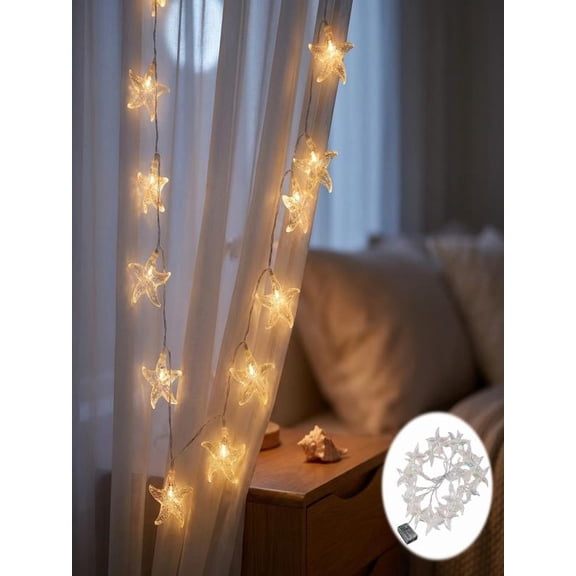 9.8 Ft Warm White LED String Lights For Bedroom Patio – Seashell Starfish Fairy Lights For Beach Theme Holiday Party Decor
