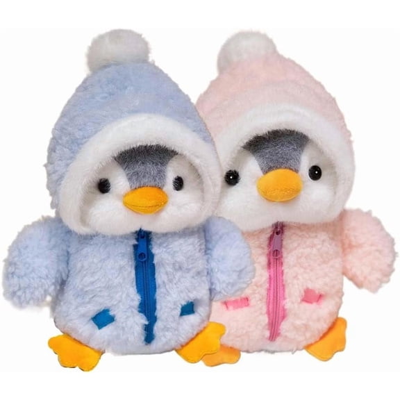 9.8 Inch Brown Coat Penguin Plush Holiday Decor Doll