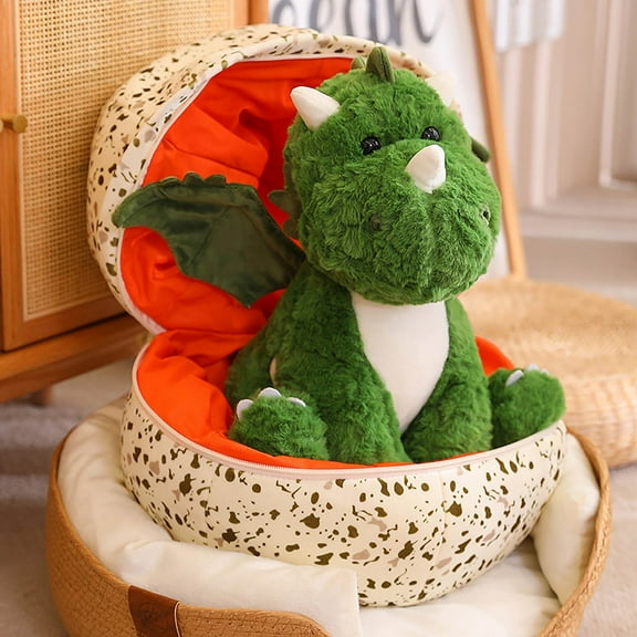 9.8 Inch Dinosaur Stuffed Animal, Plush Dragon Eggs Surprise Egg, Plush Dinosaur Egg with Dinosaur Inside, Plush Toy Green Flying Dragon Companion Doll Children's Doll Gift for Girls and Boys