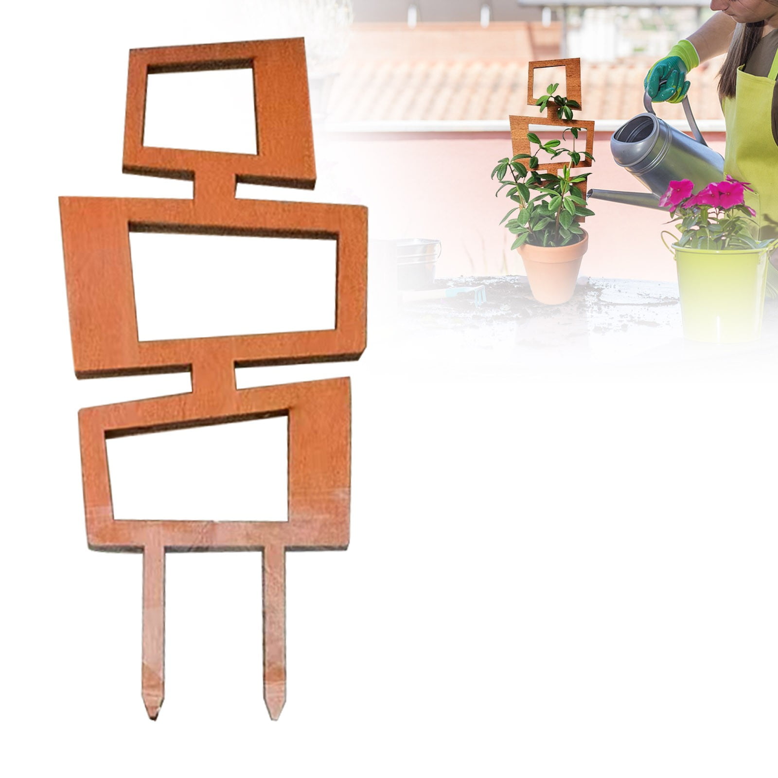 17.5 Inch Golden Metal Plant Trellis For Indoor Climbing Plants - Small Garden Trellis For Potted Plants, Hoya, Vines