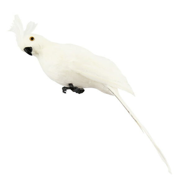 9.8 Inch Lifelike Artificial Big Bird, Feathered Fake Shoulder Parrot Prop, for Decoration Ornament Craft, White