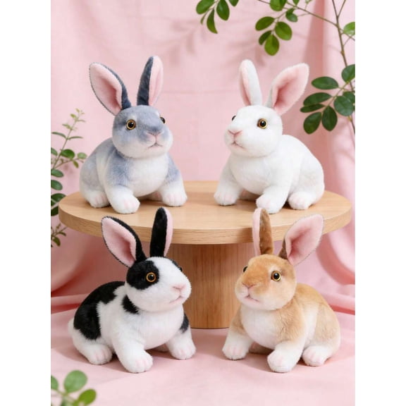 9.8 Inch Lifelike Plush Rabbit Doll, Realistic Rabbit Figurine Model, Polyester Material, Suitable For Halloween, Thanksgiving, Christmas, New Year, Valentine's Day, Mother's Day, Carnival,