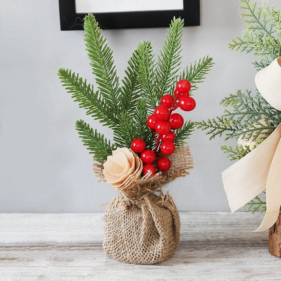 9.8 Inch Mini Simulation Christmas Tree Potted Household Xmas Desktop Decoration