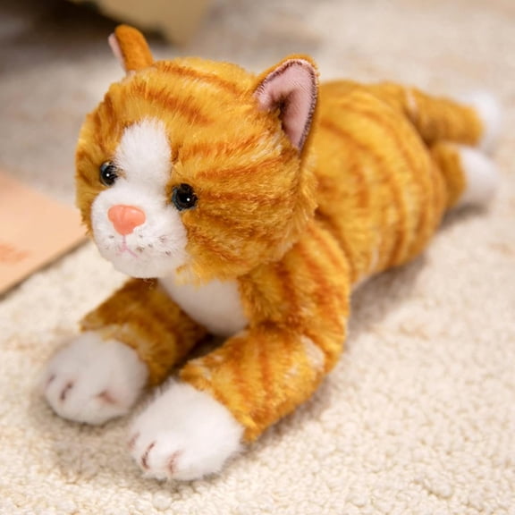 9.8 Inch Orange Realistic Kitten Stuffed Plush Toy
