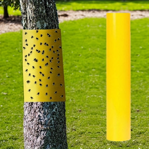 9.8-Inch x 33-Ft Yellow Self-Adhesive Insect Barrier Tape for Trees Garden Pest Control Sticky Band Outdoor(Yellow)