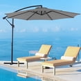 thumbnail image 1 of 10' Outdoor Patio Umbrella with LED Lights, Duty Metal with High-quality Polyester, 8 Ribs Strusture, for Outdoor Table, Yard, Coffee Shop, Restaurant, Gray, 1 of 8
