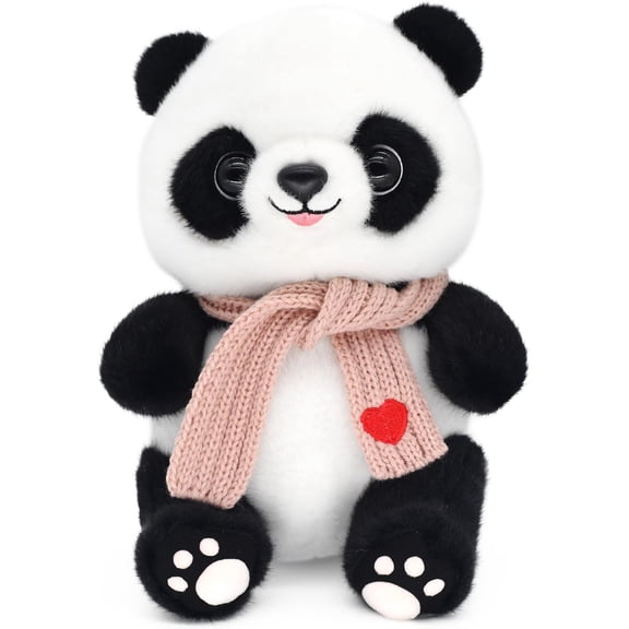 9.8'' Panda Dolls with Love Heart Scarf, Soft Stuffed Plush Animal Toys Plushies Birthday Gifts for Her/Girlfriend Lover Mom (Pink)