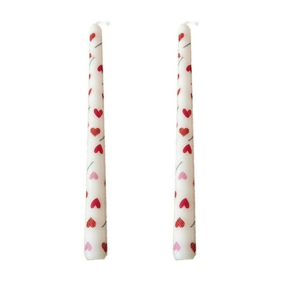 9.8" Romantic Long Candles with Love Print (2-Pack) - Unscented Wedding Dinner Candlesticks for Tablescapes & Special Occasions