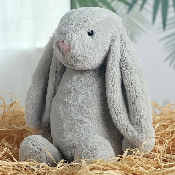 9.8" Soft Stuffed Easter Bunny Plush Toy, Cute Floppy Eared Rabbit Pillow, Sweet Plushie for Easter Basket Stuffers & Spring Home Decor, Perfect Gift for All Ages (Silver Grey)