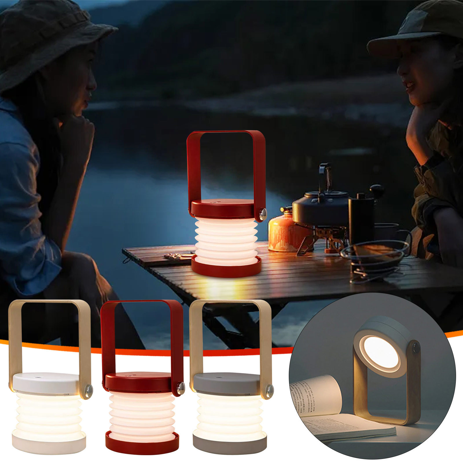 9.8 in Solar Lantern,Scalable Led Camping Lantern Lamp,Outdoor Night Light,Rechargeable Portable Folding Usb Charge Lamp,Reading Light Table Lamp Tent Lights