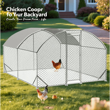 Enyopro 9.84' x 13.12' x 6.56' Large Metal Chicken Coop, Outdoor Chicken Run with Playpen, Updated Support Steel Frame, Waterproof Oxford Cover & Predator-Proof Mesh for duck rabbit sheep bird House