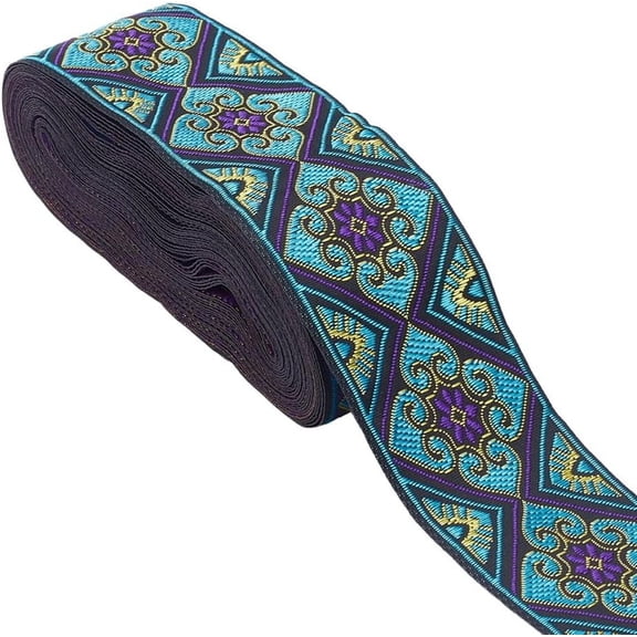 9.8 Yards Boho Jacquard Ribbon Trim 2" Vintage Embroidered Webbing Ribbon Classic Floral Sewing Trim Tape
