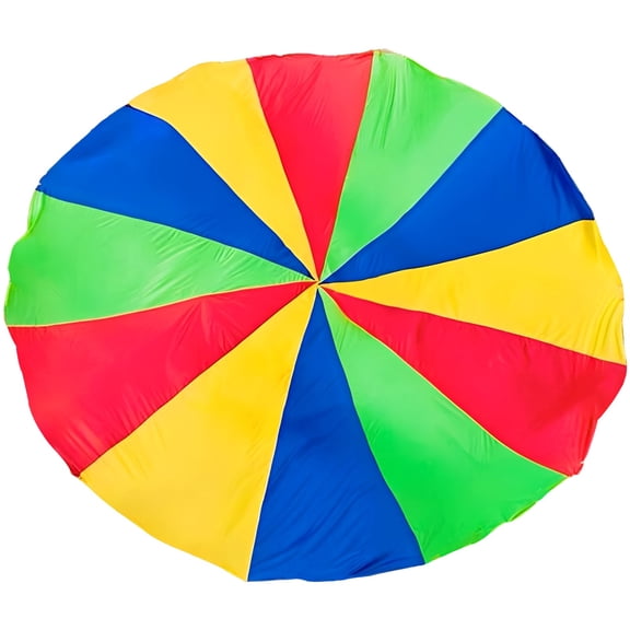 Rainbow Play Parachute, 9.8 ft Durable Polyester Group Activity for Cooperative Games, No Center Hole Safe Design