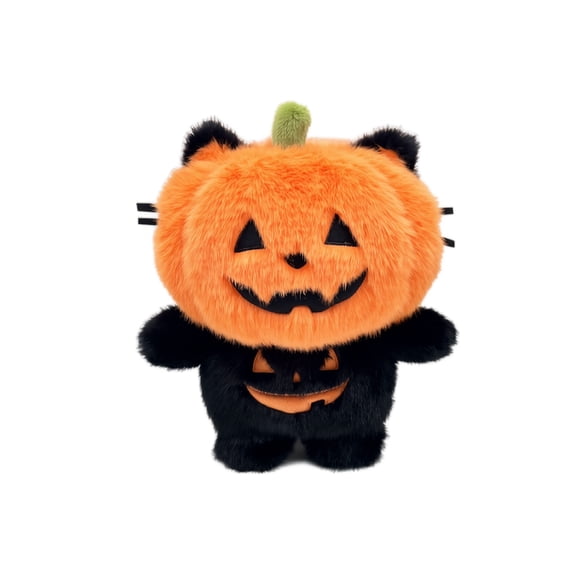 9.8 inch Halloween Pumpkin Plush Doll, Cute Pumpkin Head Stuffed Toy, Soft Fabric Figurine for Fall Harvest Home Decoration Gift Collectible