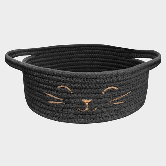 9.8" x 4" Small Cat Toy Basket - Gift Baskets Empty for Baby Shower Baby Baskets for Nursery Cute Woven Rope Storage Basket for Home Decor, Cat Pet toy box, Grey Easter basket