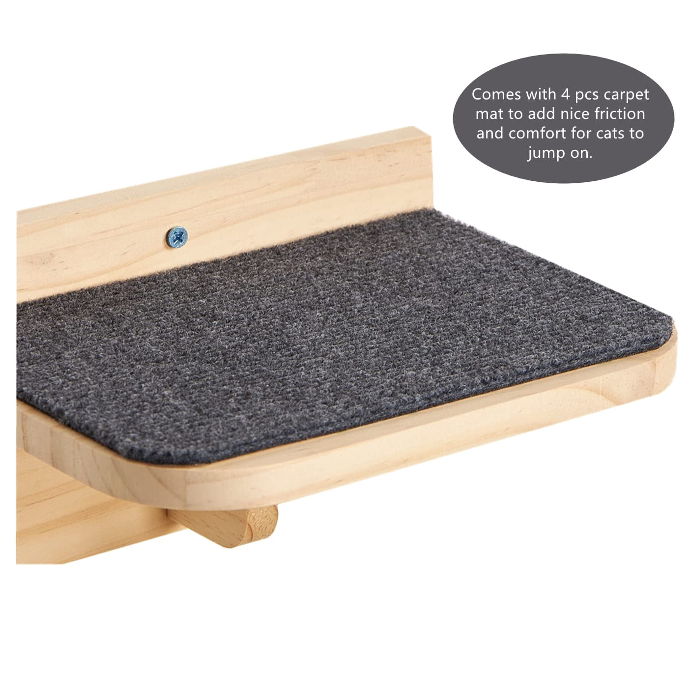 9.8" x 7.1" Solid Wood Wall Mounted Cat Step Perch Furniture