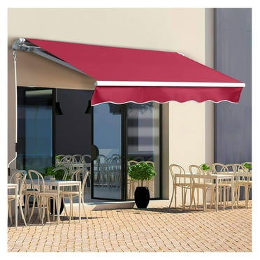 9.8' x 8.2' Patio Awnings Retractable Outdoor Sun Shade Cover Canopy for Patio Waterproof, Aluminum Polyester Awning for Doors, Balcony, Window (Burgundy, 9.8' x 8.2')
