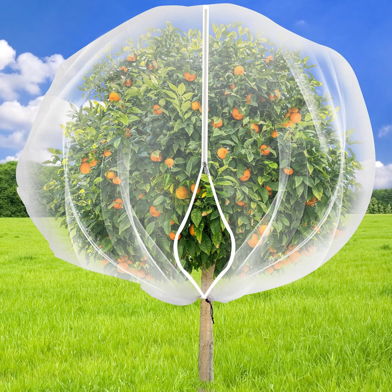9 8 X 9 8 Ft Large Fruit Tree Netting Cover With Zipper And Drawstring 9-8-x-9-8-ft-large-fruit-tree-netting-cover-with-zipper-and-drawstring