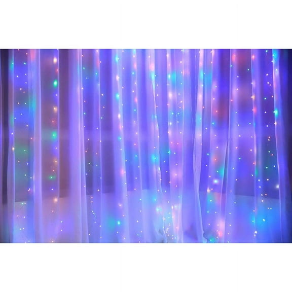 9.8 x 9.8ft Curtain String Lights, Fairy Curtain Lights with Remote Control, 300 LED Curtain Lights Indoor, 8 Modes USB Decorative Lighting for Room, Garden, Wedding, Party