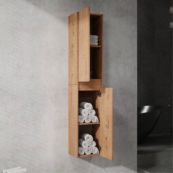 9.81" Wide Modern Side Cabinet - Soft - Closing Feature - Bathroom Organization - Peaceful Ambiance