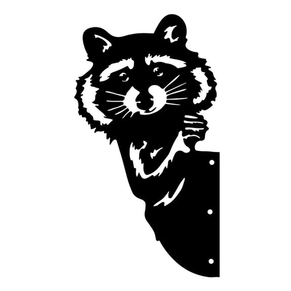 9.845.43 Inches Crafts Raccoon Head Shape Iron Silhouette, Cute Ornament for Outdoor Garden Fence, Farm Craftwork Decor for Garden Party Dcor